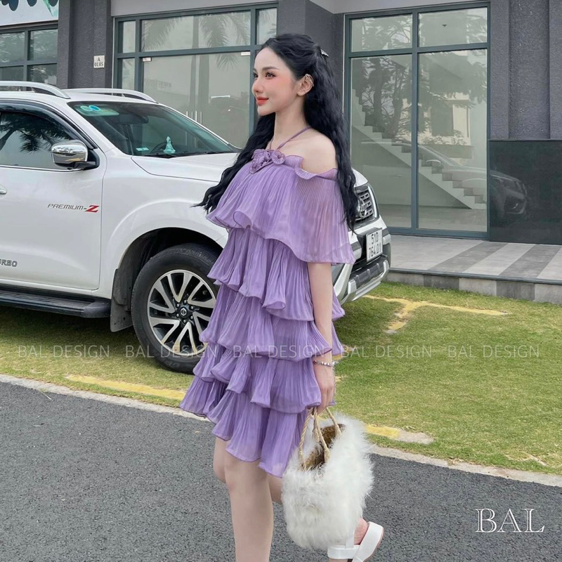 Váy Tơ Tầng Rớt Vai Bèo Tiểu Thư 🦋FREESHIP🦋