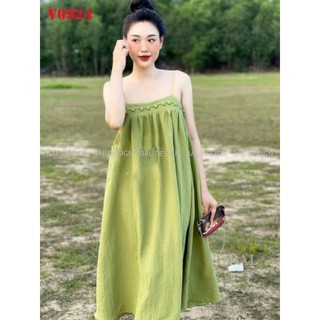 Đầm 2 dây viền cúc bọc nữ tính nhiều màu