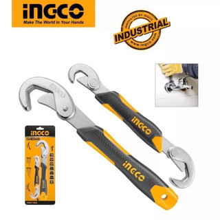 Bộ 2 mỏ lết tự động đóng mở đa năng INGCO HBWS110808 thép Cr-V siêu cứng chống rỉ mở bulong, vít, ống nước, sửa chữa nhà