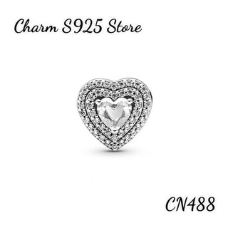 CHARM PAN ALE TRÁI TIM ĐÍNH ĐÁ TRẮNG VIỀN ĐÁ NHỎ BẠC S925 THUẦN KHIÉT HÀNG CAO CẤP
