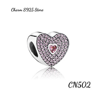 CHARM PAN ALE BẠC S925 THUẦN KHIẾT TIM ĐÍNH ĐÁ HÀNG CAO CẤP