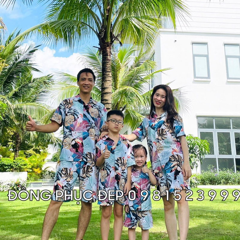 Bộ Quần Áo Họa Tiết Hoa Lá Đi Biển cho Gia Đình, team