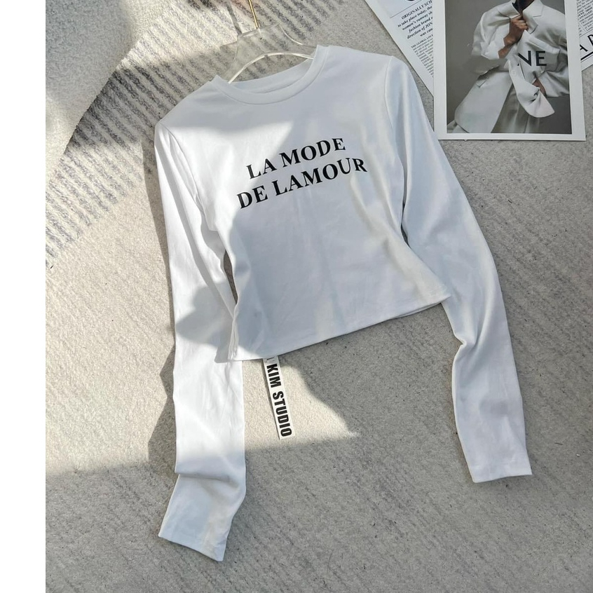 Áo Thun Tay Dài 3 Màu Cho Nữ,Fom ngắn -LucKy