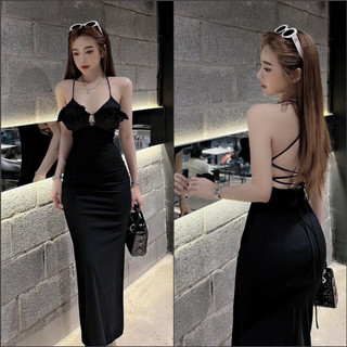 ĐẦM BODY HAI DÂY HỞ NGỰC ĐAN DÂY LƯNG DÁNG DÀI SEXY