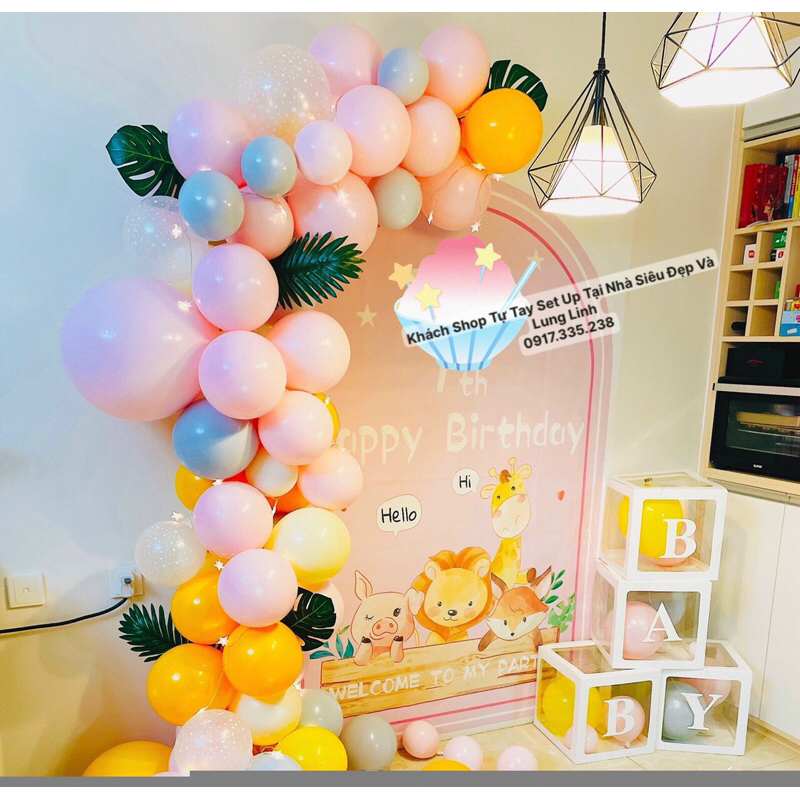Set Bóng Kèm Backrop Thiết Kế Tên Hàn Quốc tặng bơm keo