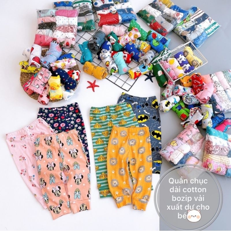 SÉT 10 QUẦN CHỤC DÀI BOZIP XUẤT DƯ CHO BÉ TRAI BÉ GÁI