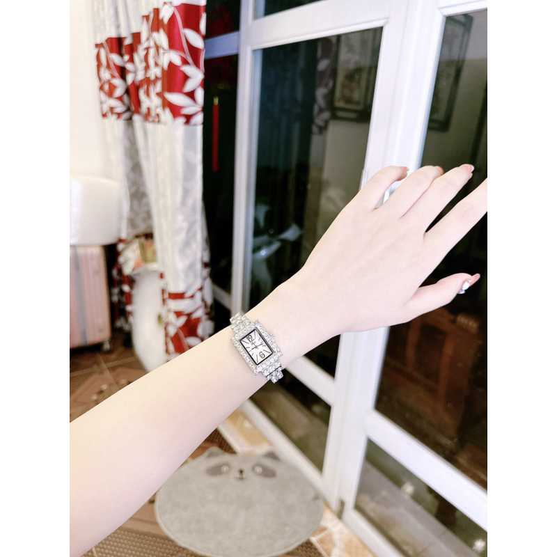 Đồng Hồ Nữ Dây Đá Mặt Vuông _Hongtaywatch