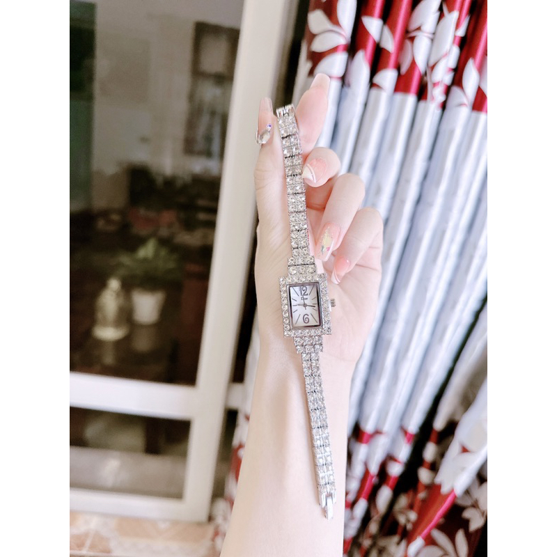 Đồng Hồ Nữ Dây Đá Mặt Vuông _Hongtaywatch