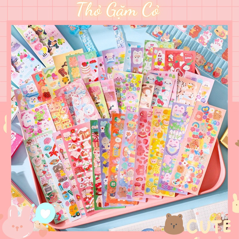 Set 50 tấm stickers lấp lánh đủ màu sắc hình ảnh cute