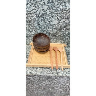 Bát dừa bến tre kèm thìa trộn bột