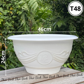 Chậu nhựa truyền thống t48 trắng