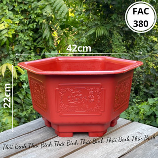 [Combo 5 cái] Chậu Nhựa Lục Giác Đỏ FAC380 (Nhựa Dày) - Chậu Nhựa Thái Bình