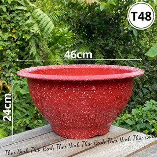 Chậu Nhựa Truyền Thống T48 Đá Đỏ [Nhựa Dày] - Chậu Nhựa Thái Bình