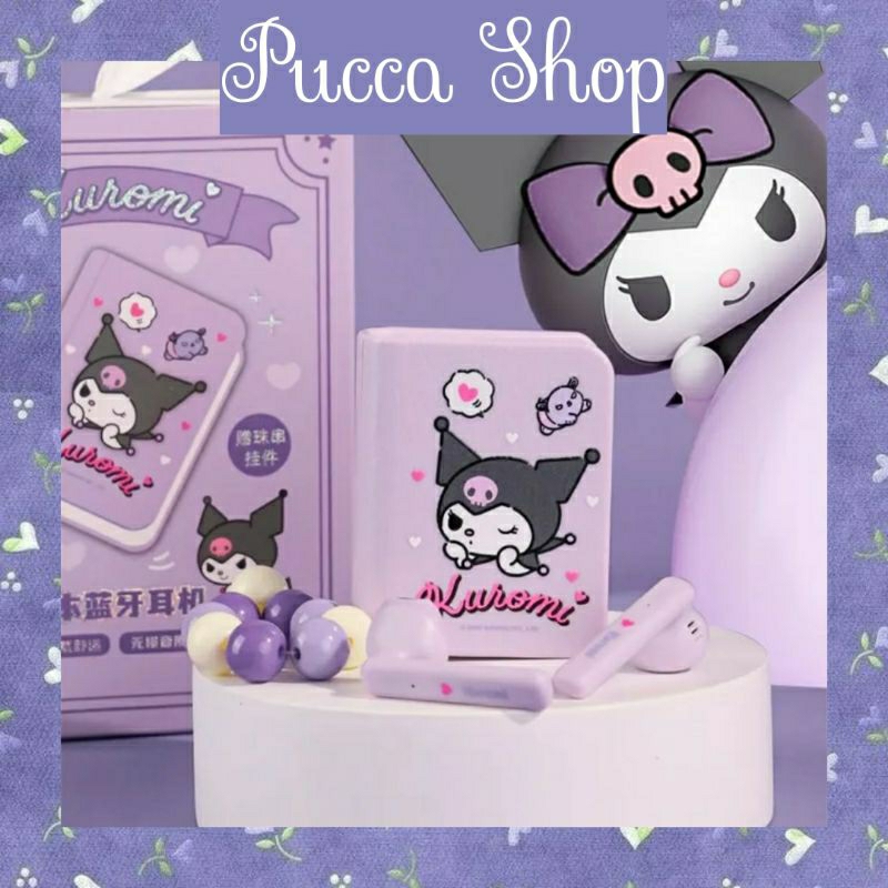 Tai nghe không dây Kuromi Cinnamoroll Pochacco hình quyển sách bluetooth 5.0