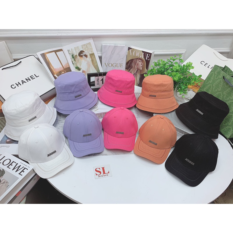 Mũ lưỡi trai + mũ bucket, chất liệu vải, có5màu, hàng quảng châu