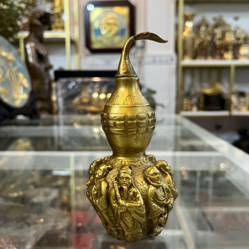 Hồ lô bát tiên bằng đồng vàng nguyên chất,nhiều kích thước,15cm,20cm,26cm