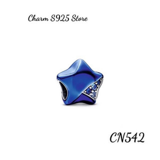 Charm pan ale xỏ ngang ngôi sao xanh bạc s925 thuần khiết hàng cao cấp