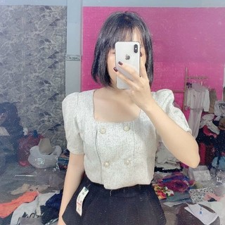 Áo croptop cổ U 4 nút fom đẹp dễ mặc U.T