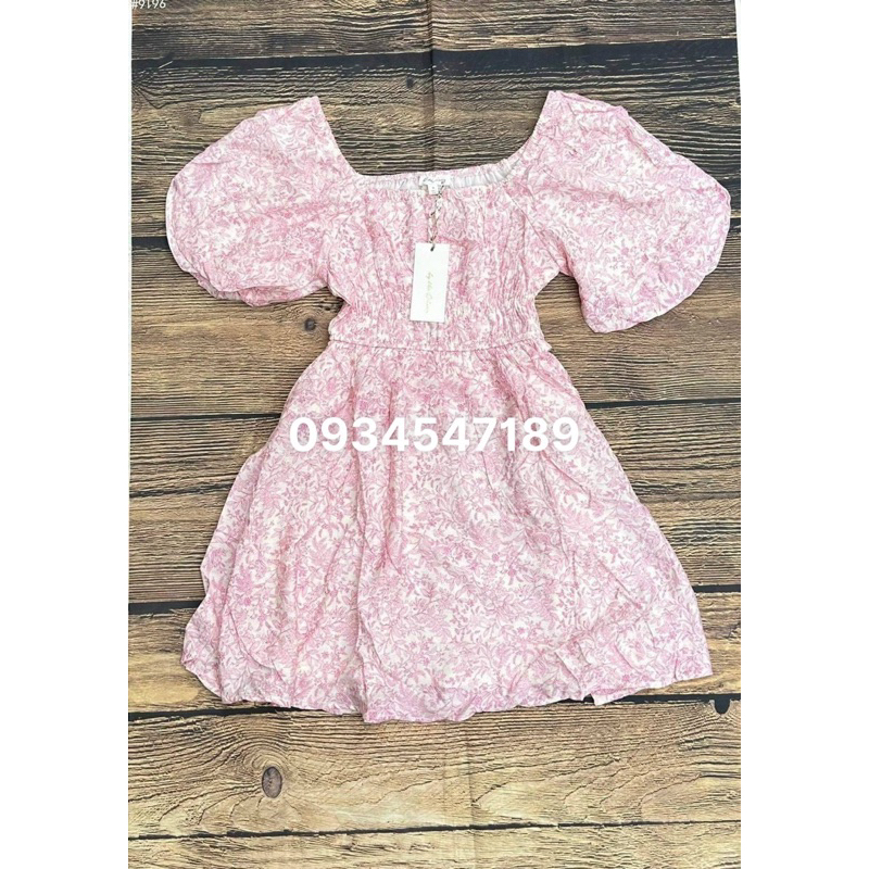 Đầm babydoll tay bồng, 2 lơp dáng xoè, chun eo màu hồng siêu dễ thương