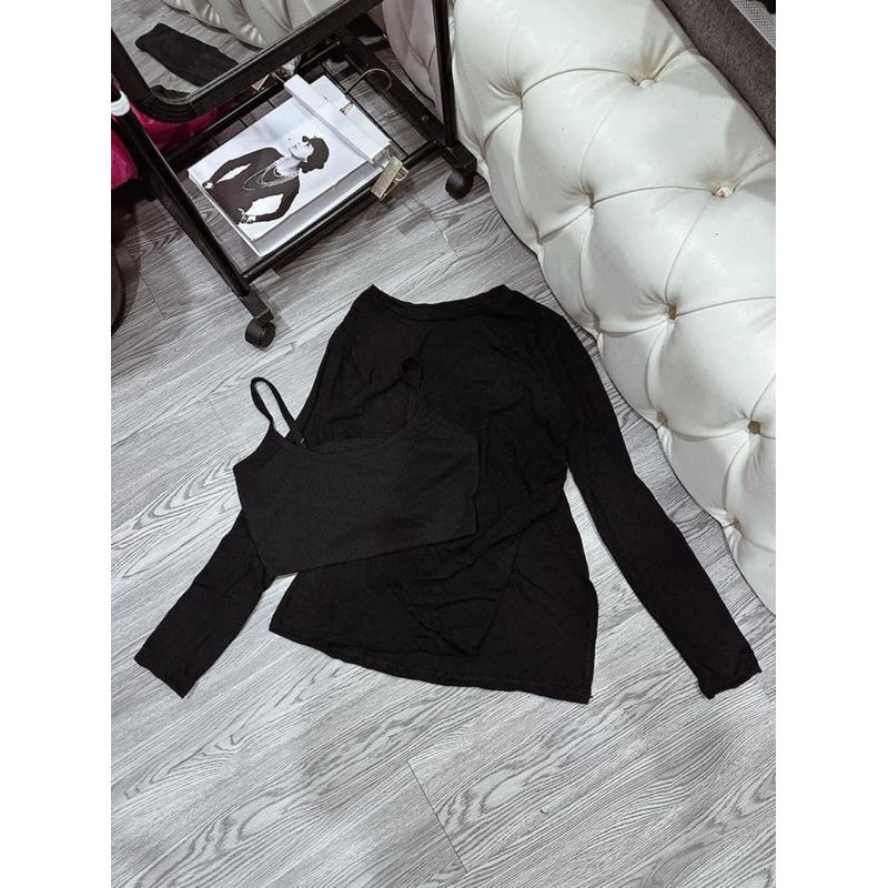 Set áo tay dài xẻ kèm áo 2 dây  - CarotShop