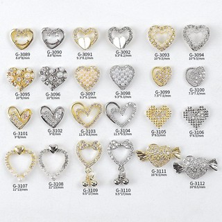 Charm tim bạc đủ mẫu gắn trang trí móng tay