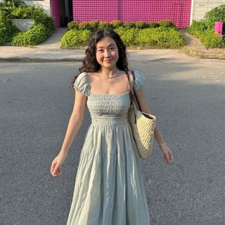 Đầm Ruched Midi Dress 3 tầng