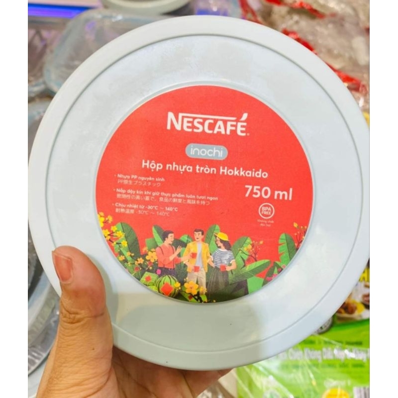HỘP NHỰA TRÒN Inochi 750ml hàng khuyến mại nescafe