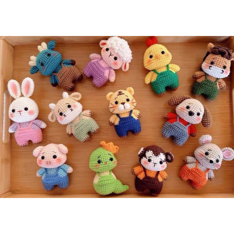 Bộ 12 con giáp bằng len(1con)