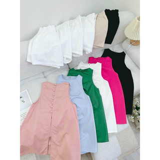 SET ÁO NÚT BỌC + QUẦN SHORT
