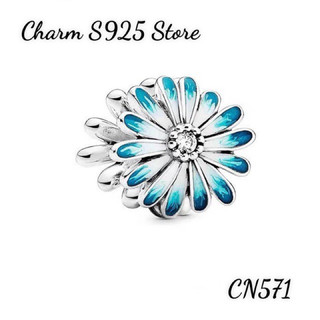 CHARM PAN ALE HÌNH HOA CÚC XANH BẠC S925 THUẦN KHIẾT HÀNG CAO CẤP