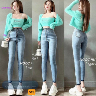 Quần Jean Nữ Lưng Cao, Quần Bò Nữ Co Giãn mẫu mới ôm dáng siêu đẹp thời trang Lady Fashion - MQ519