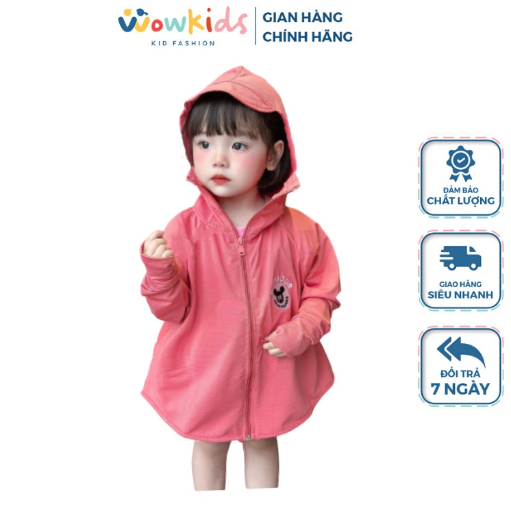 Áo Chống Nắng Mickey Cho Bé Gái WOWKIDS Chất Thông Hơi Cao Cấp Bảo Vệ Da Từ 10-27kg