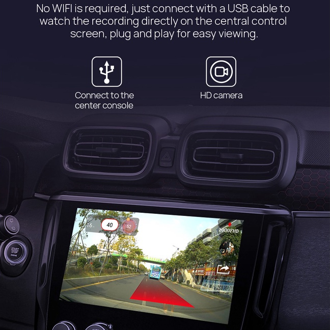 Camera hành trình U2 full hd 1080 siêu nét Cắm màn hình Android APP ADAS cam siêu nét quay đêm tốt lưu tốc độ | BigBuy360 - bigbuy360.vn