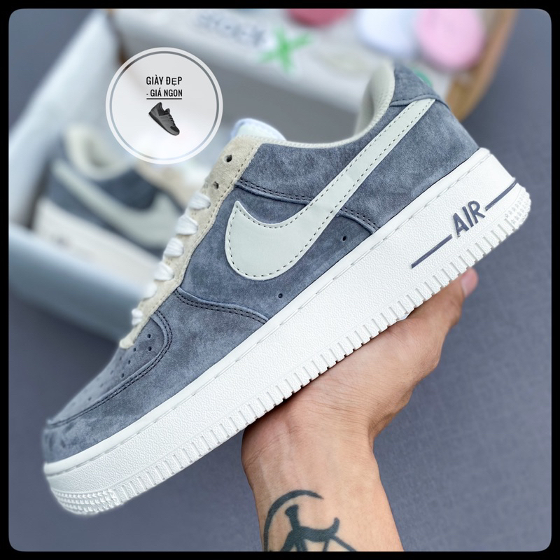 (Shop Giày Đẹp Giá Ngon) Giày Air Force 1 Grey Pavy Tele+ Full Bill Box