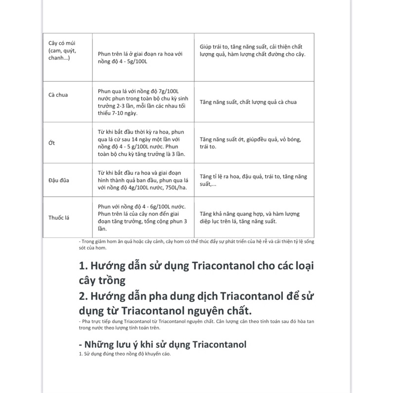 Chất kích tăng trưởng sản lượng tăng năng xuất - Triacontanol 1.5% EP