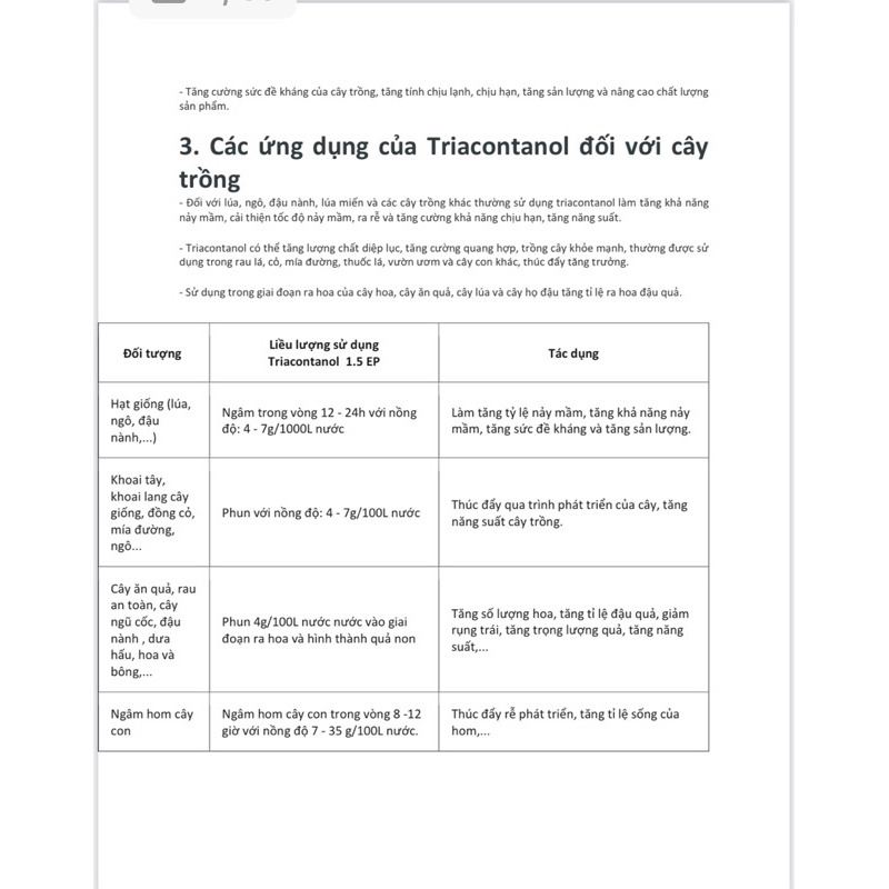 Chất kích tăng trưởng sản lượng tăng năng xuất - Triacontanol 1.5% EP