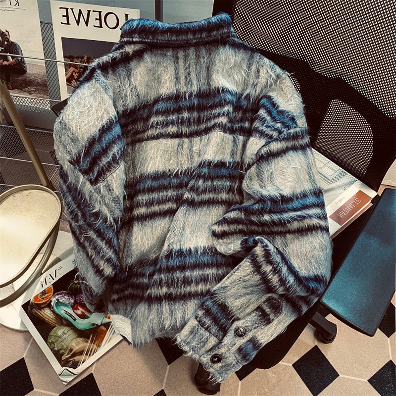 <<Có sẵn>> Áo khoác caro phối màu lông mềm phong cách Hàn quốc dành cho nam cá tính năng động mùa Xuân hè
