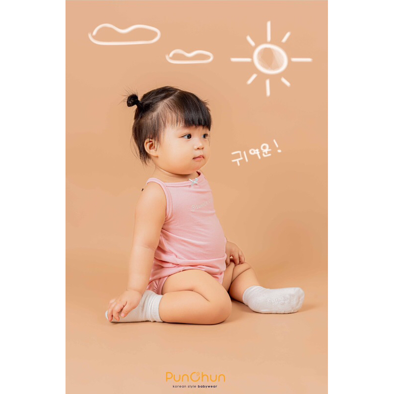 Punchun body chip ba lỗ chất cotton thoáng mát cho bé mặc mùa hè SS23