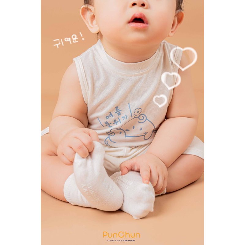 Punchun bộ ba lỗ cho bé mặc mùa hè SS23