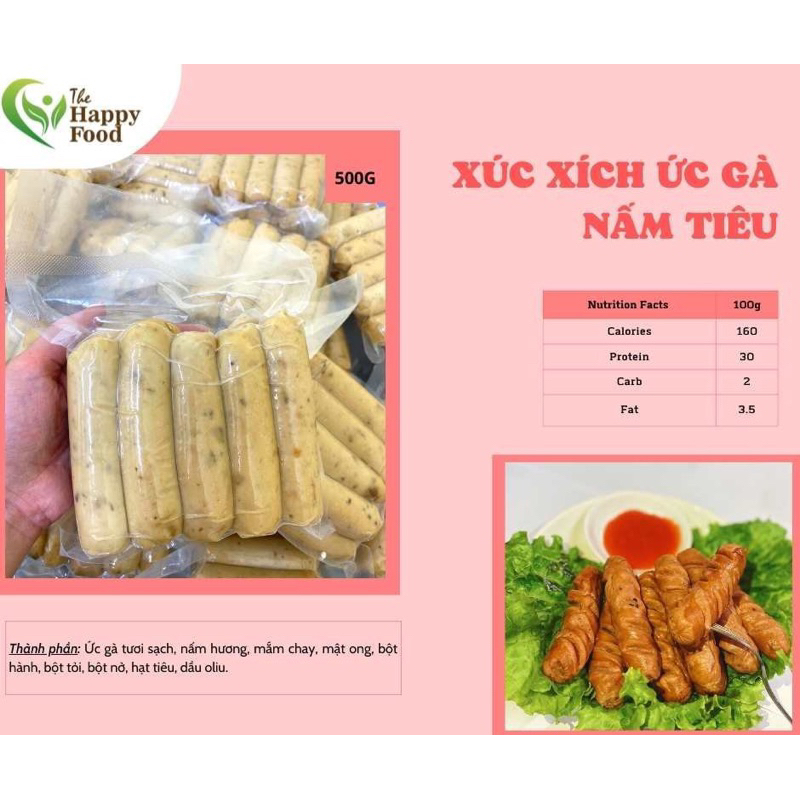 Xúc xích gà nấm healthy - Giảm cân - 500g