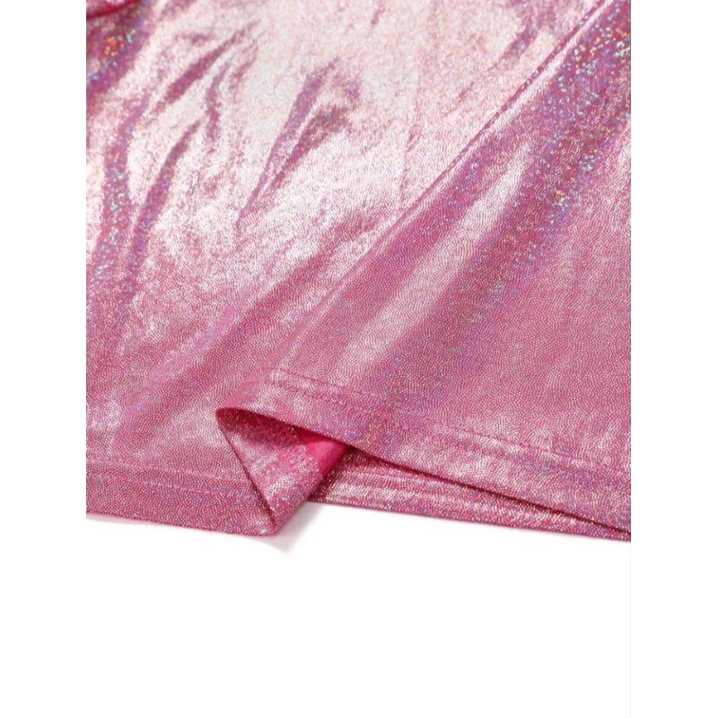 Áo thun croptop tay ngắn cổ tròn hologram lấp lánh sáng bóng phản quang thời trang cho nữ 💗