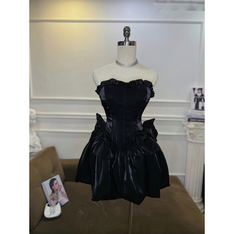 Đầm Cúp Ngực Đính Nơ Siêu Xinh Chất Liệu Orrganza Cao Cấp Hàng Loại 1 309