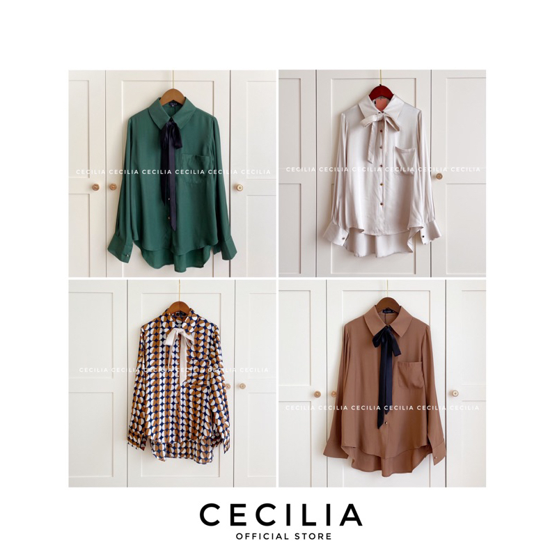 Áo sơ mi thiết kế HELEN Shirt By CECILIA - 1 áo đi kèm 2 màu nơ cổ ▪️Size S M L