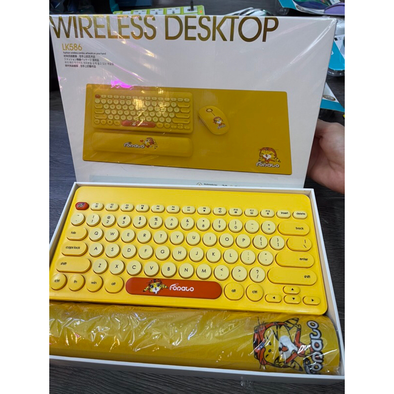 Combo 4 món phím mini, chuột, lót phím chuột,kê tay LK586 không dây