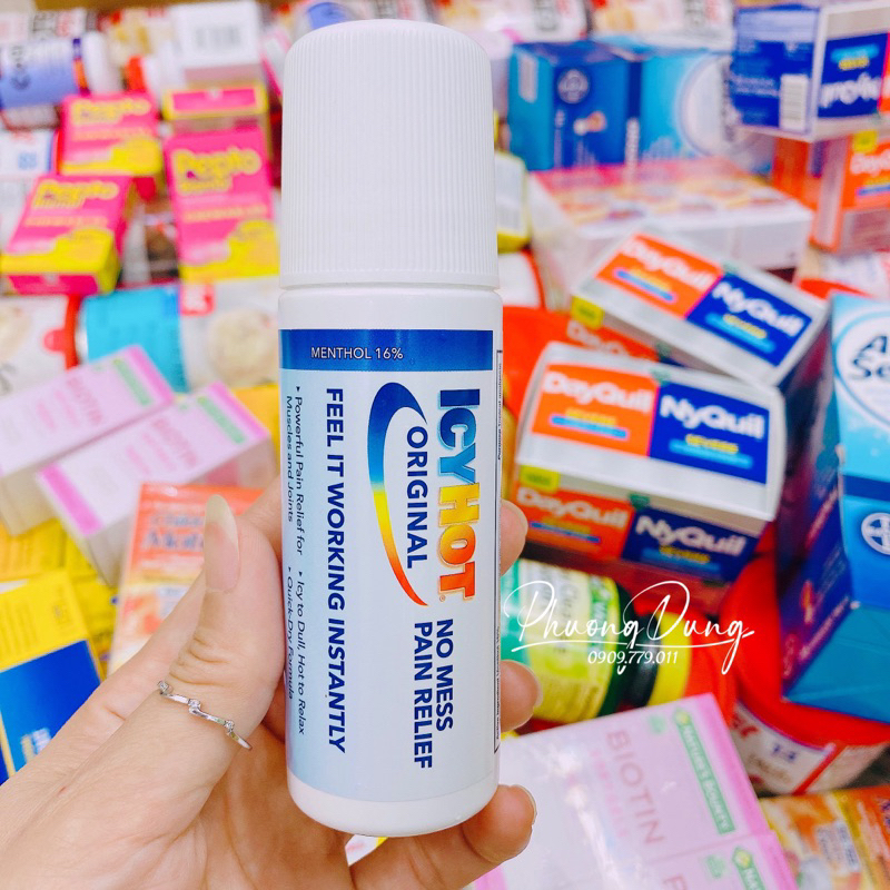 Xé lẻ 1chai 73mL dầu nóng dạng lăn Icy Hot original chuẩn Mỹ No mess pain relief roll on