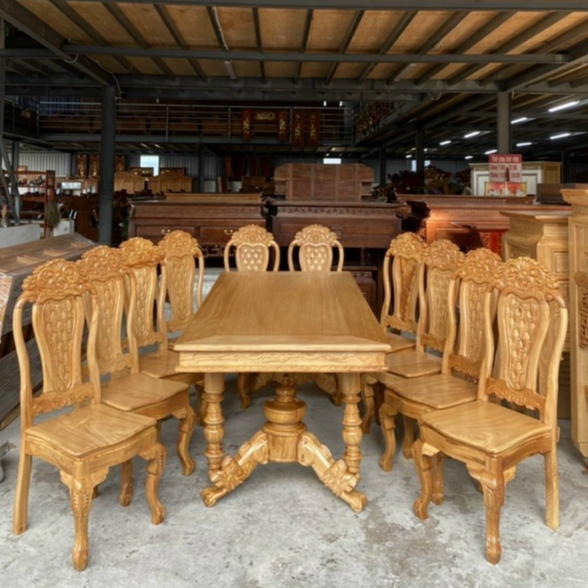 Bộ bàn ăn 8 ghế gỗ gõ đỏ mẫu chân hổ mới siêu đẹp A2E ( FREESHIP 50 KM )