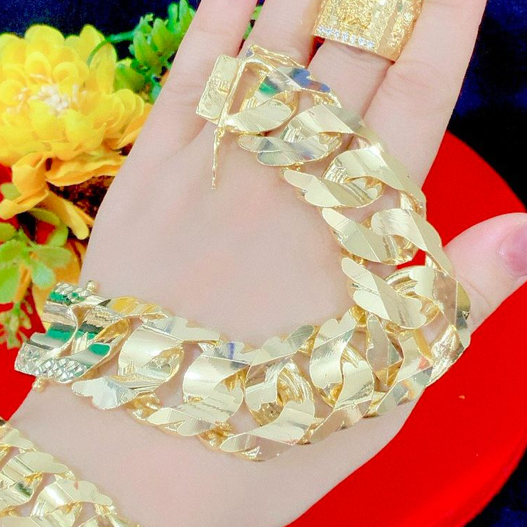 Lắc Tay Nam Nữ mạ vàng kiểu dáng mắt xích đơn giản L01210323