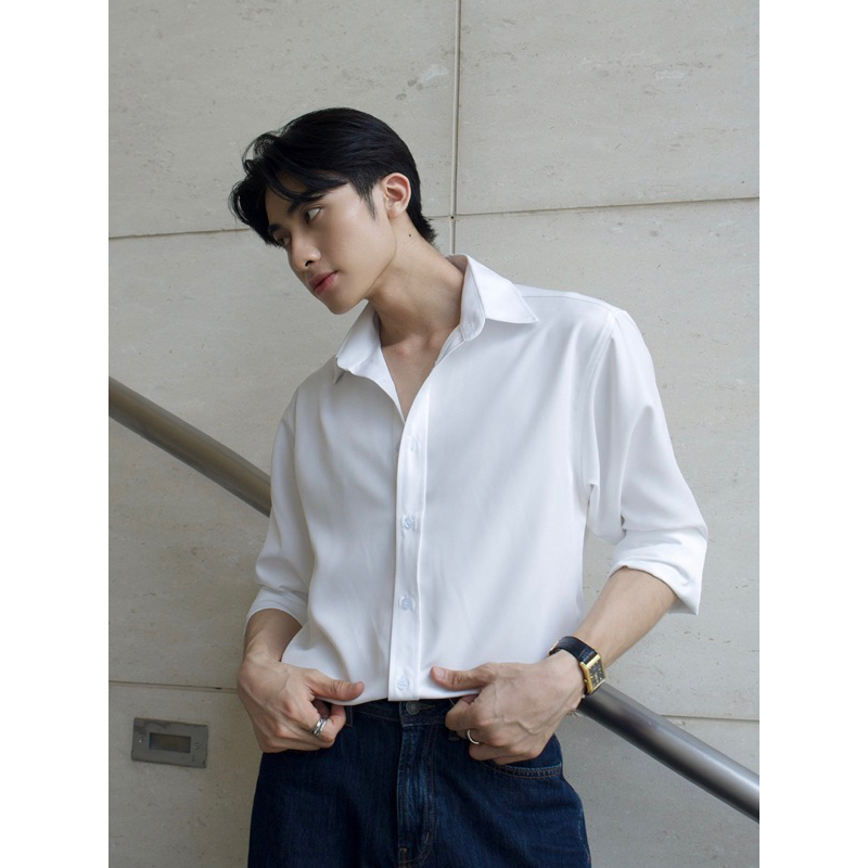 Áo sơ mi dài tay Robus dáng chuẩn chất cotton Hàn Basic shirt