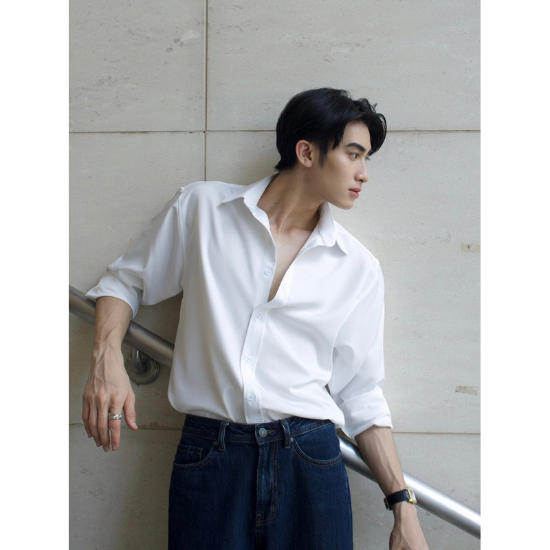 Áo sơ mi dài tay Robus dáng chuẩn chất cotton Hàn Basic shirt
