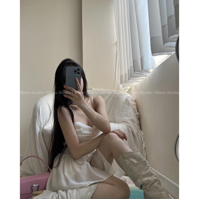 Đầm voan 2 dây cúp ngực dáng xoè